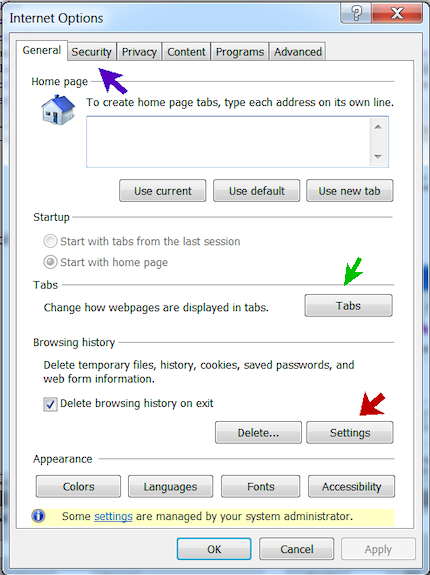Internet Control Buttons Test Security Setting